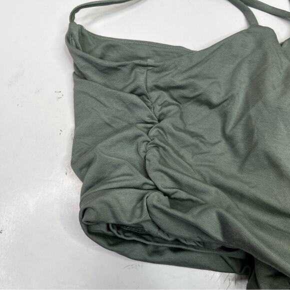 FORE Ruched sides cropped tank top sage - small - Picture 5 of 9